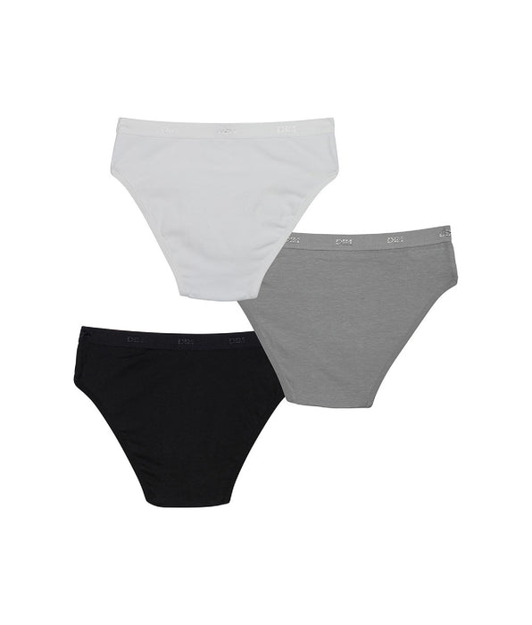 DIM Les Pockets Girl Pacco da 3 slip bianchi, neri e grigi