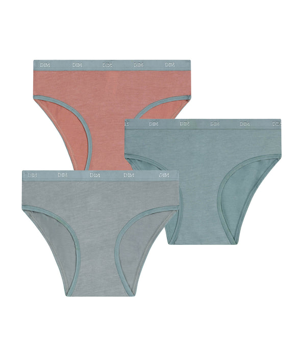 DIM Pacco da 3 slip da bambina argilla Les Pockets Ecodim Kids