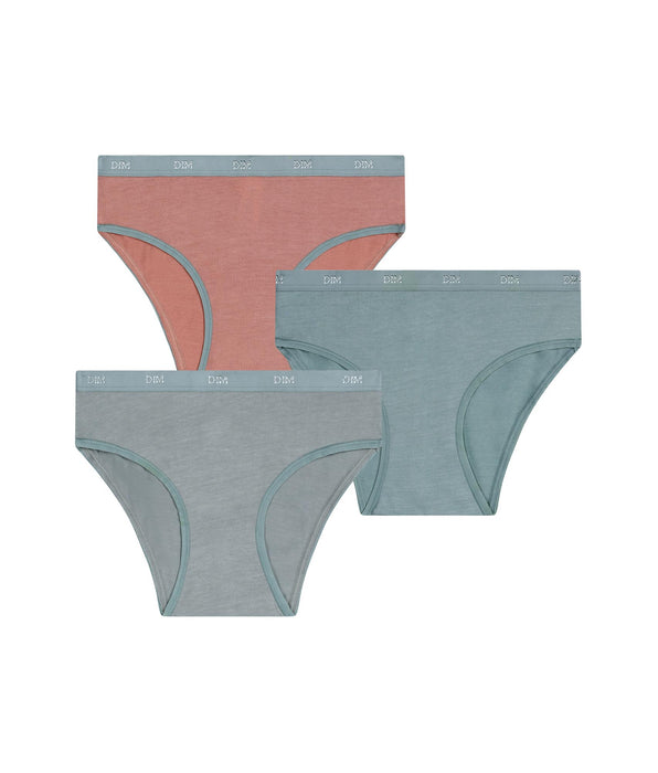 DIM Pacco da 3 slip da bambina argilla Les Pockets Ecodim Kids