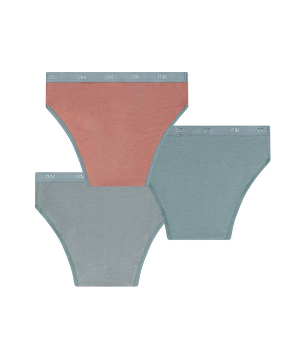DIM Pacco da 3 slip da bambina argilla Les Pockets Ecodim Kids