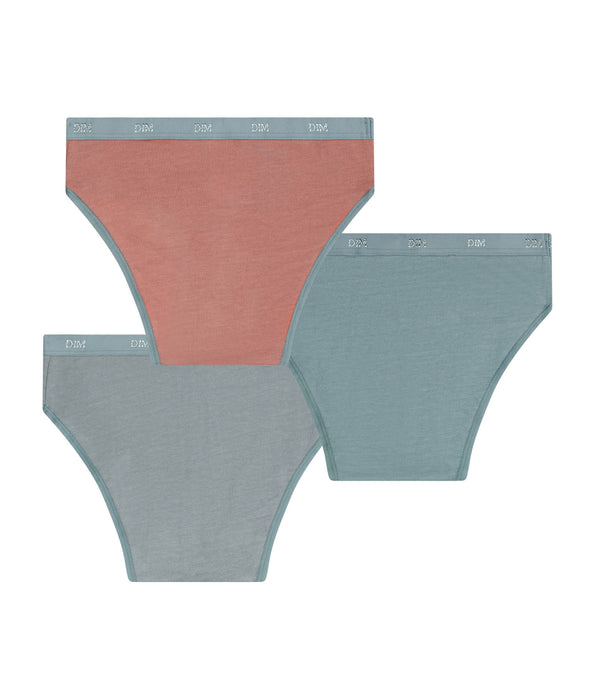 DIM Pacco da 3 slip da bambina argilla Les Pockets Ecodim Kids