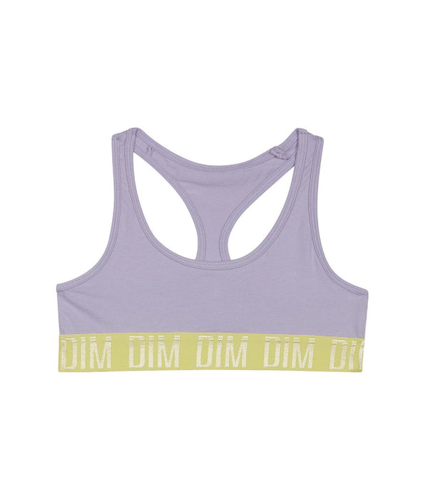 DIM Reggiseno sportivo bambina Lila in cotone elasticizzato con fascia di sostegno Anice Dim Sport