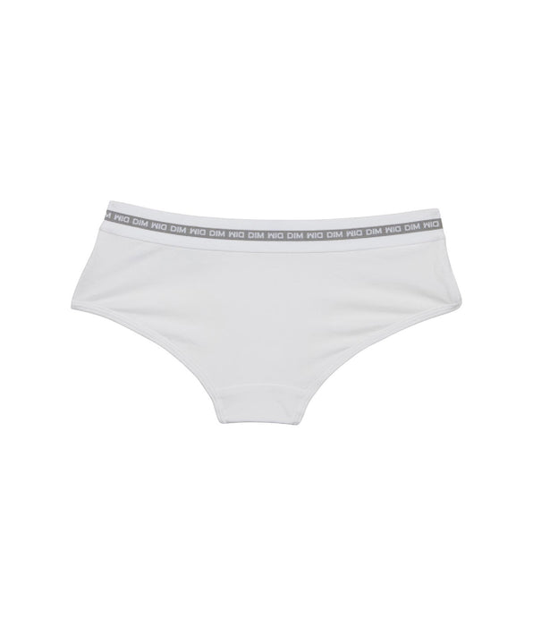 DIM Shorty bambina in cotone elasticizzato bianco con stampa argento Dim Sport