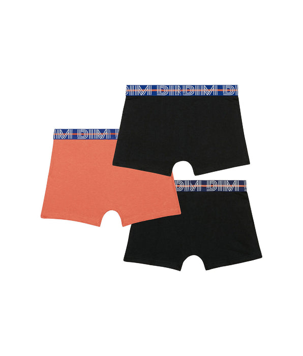 DIM Pacco da 3 boxer da bambino in cotone elasticizzato con vita a contrasto Arancione EcoDim