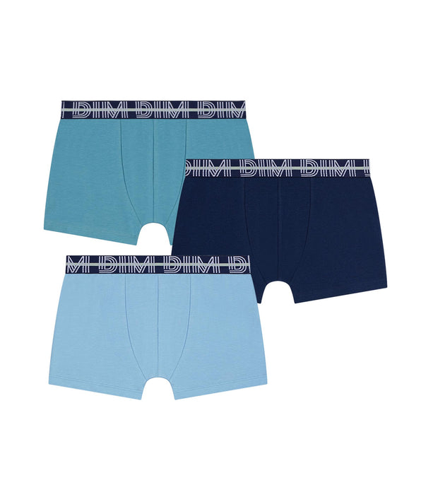 DIM Pacco da 3 boxer da bambino in cotone elasticizzato con cintura a contrasto Adriatique EcoDim