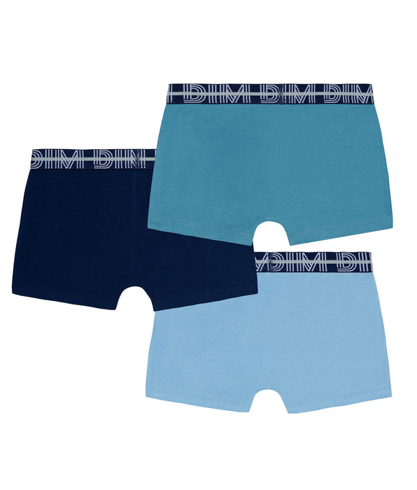 DIM Pacco da 3 boxer da bambino in cotone elasticizzato con cintura a contrasto Adriatique EcoDim