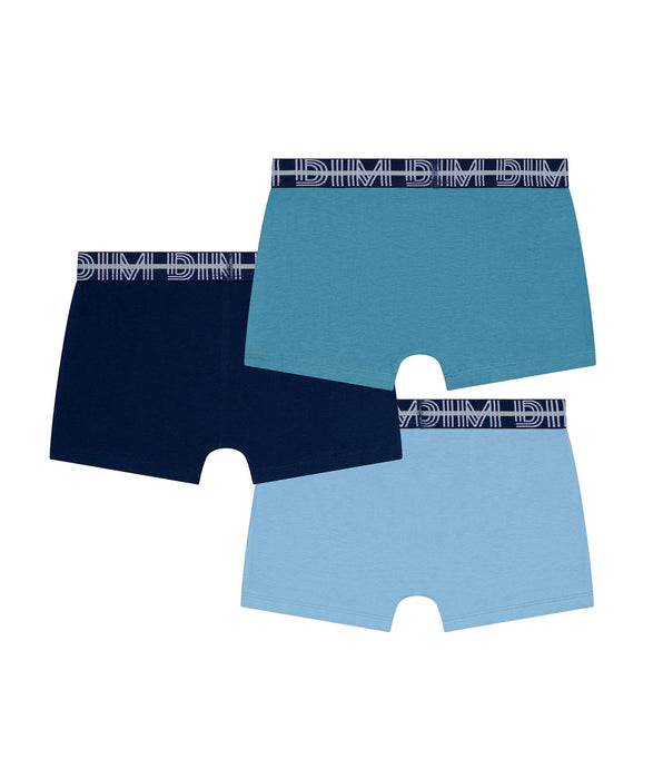 DIM Pacco da 3 boxer da bambino in cotone elasticizzato con cintura a contrasto Adriatique EcoDim
