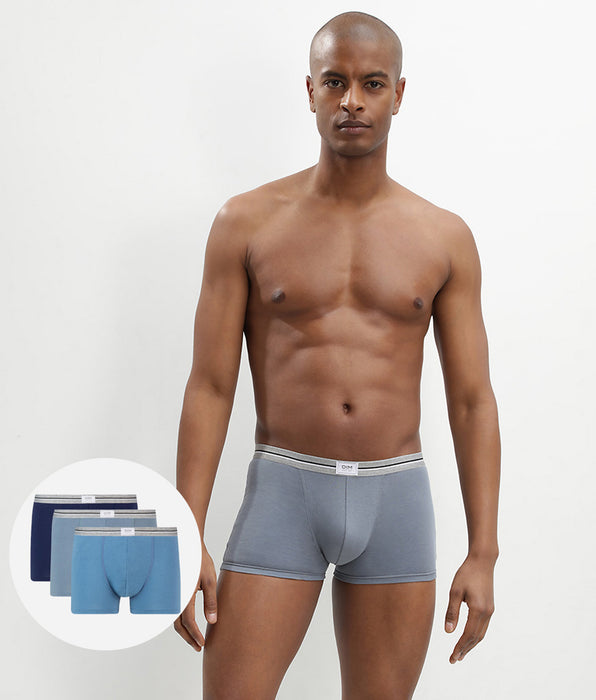 DIM Pacco da 3 boxer in cotone elasticizzato Ultra Resist grigio acciaio nero