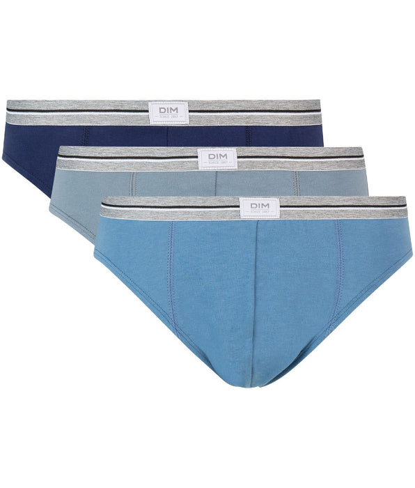 DIM Pacco da 3 slip grigio denim blu in cotone elasticizzato resistente Ultra Resist