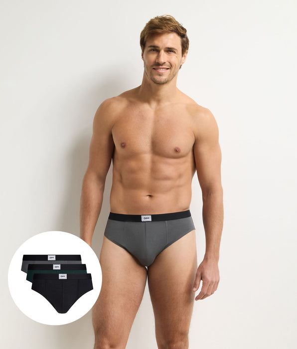 DIM Confezione da 3 slip uomo nero, verde, grigio Ultra Resist