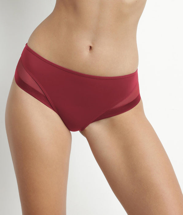 DIM Slip donna rosso papavero in microfibra e tulle Dim Generous