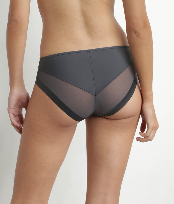 DIM Slip da donna in microfibra e tulle Granit Grigio Generous Classic