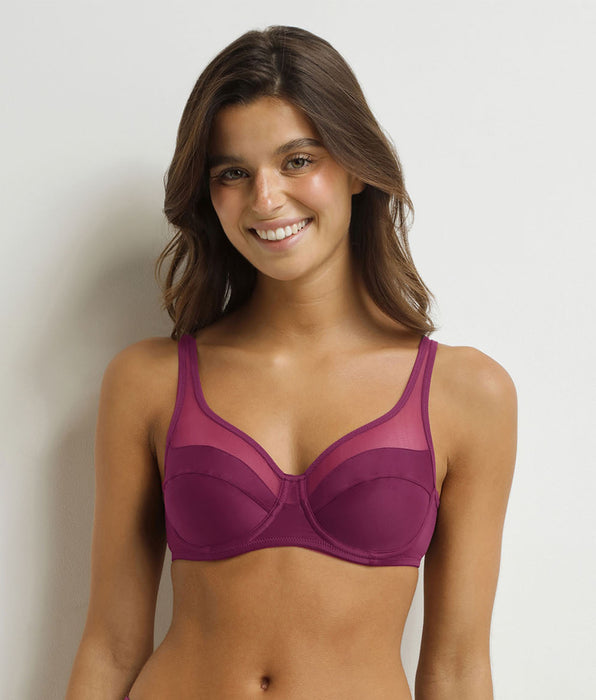 DIM Reggiseni Generous Bordeaux con ferretto e push-on