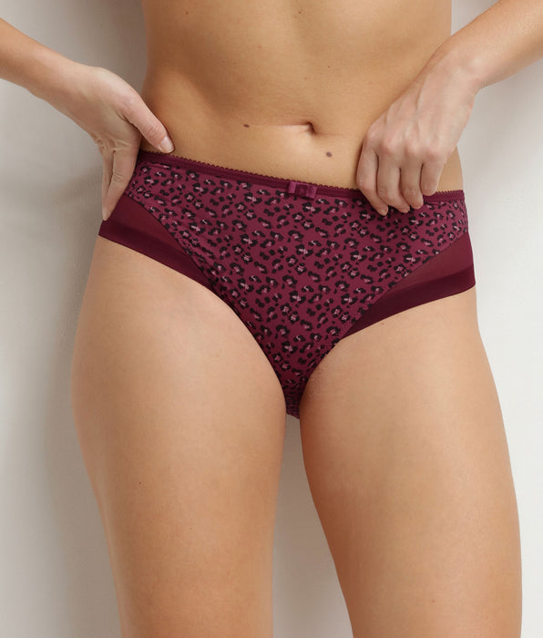 DIM Slip da donna in microfibra e tulle rosso marrone Dim Generous