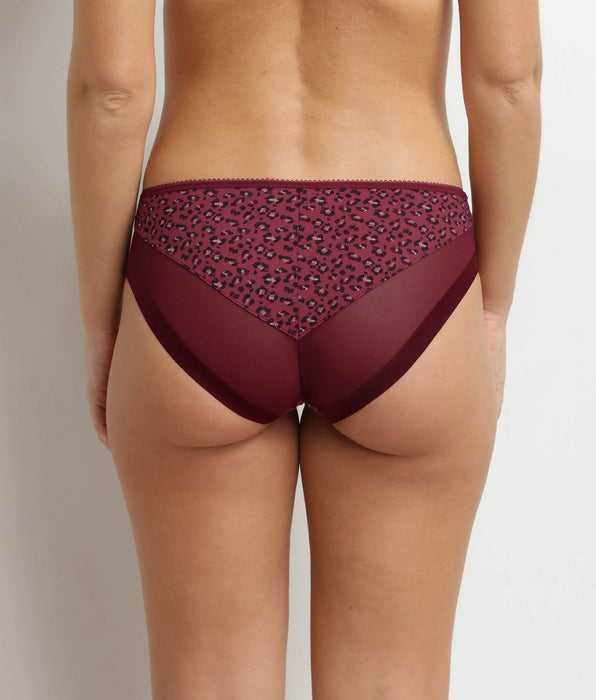 DIM Slip da donna in microfibra e tulle rosso marrone Dim Generous