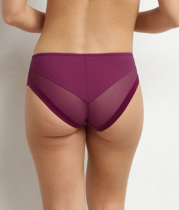 DIM Slip da donna in microfibra e tulle a pois bordeaux Dim Generous