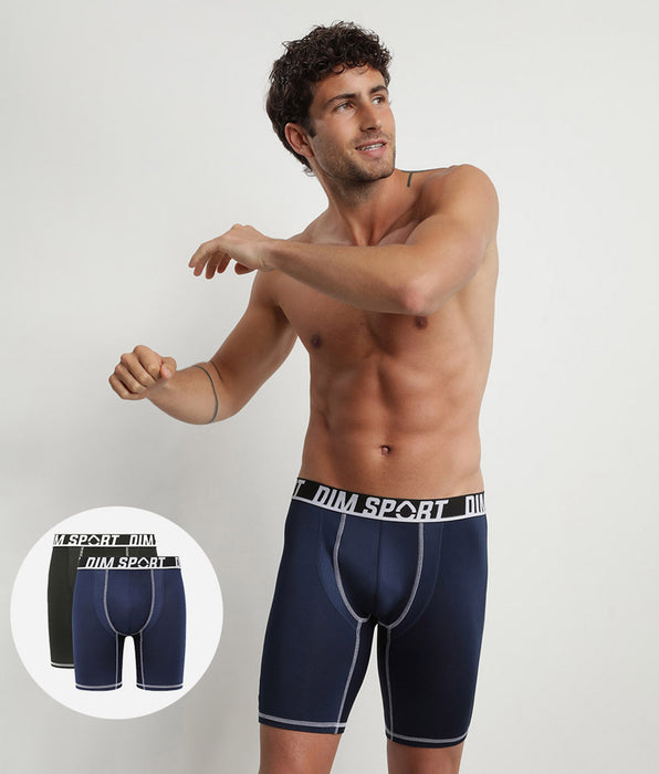 DIM Pacco da 2 boxer sportivi in microfibra termoregolante grigio nero Dim Sport
