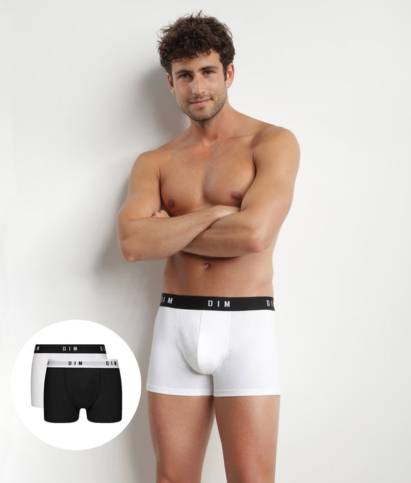 DIM Pacco da 2 boxer uomo in cotone elasticizzato retrò nero Dim Originals