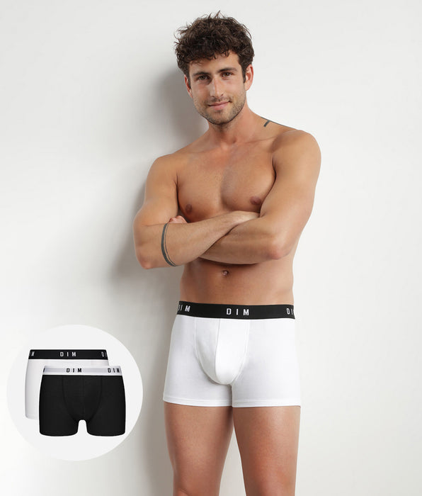 DIM Pacco da 2 boxer uomo in cotone elasticizzato retrò nero Dim Originals