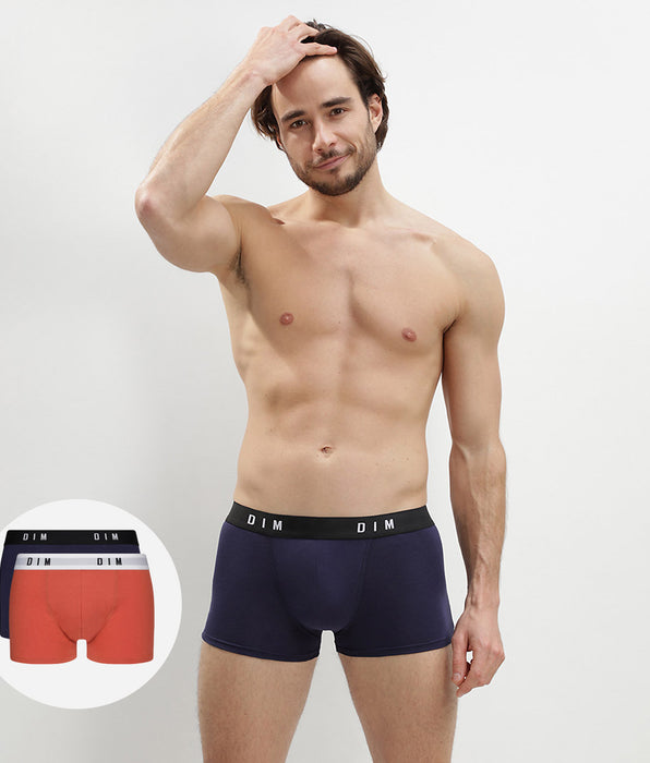 DIM Pacco da 2 boxer uomo in cotone elasticizzato Rosso Blu Denim Dim Originals