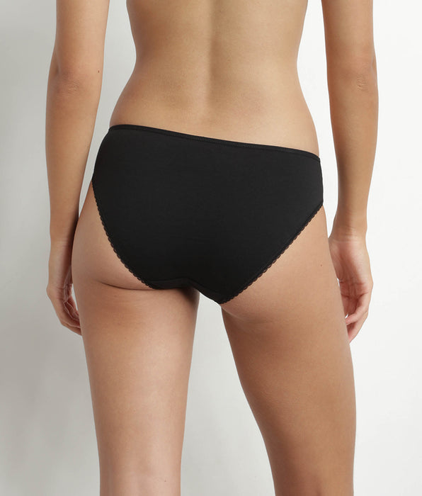 DIM Women's organic cotton and plumetis tulle briefs Noire Generous Dim
