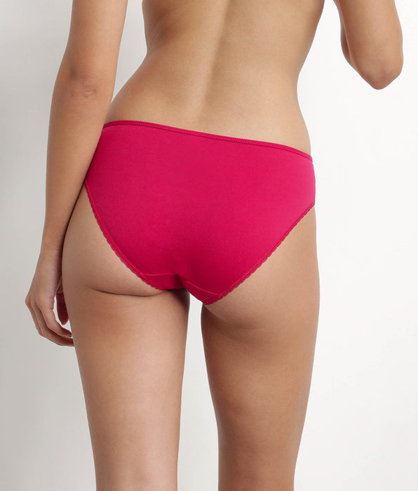 DIM Slip da donna in cotone bio e tulle plumetis Rosso ciliegia Generous Dim