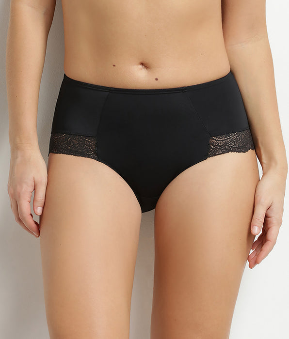 DIM Slip a vita alta con effetto pancia piatta in pizzo nero Dim Silhouette Essentiel