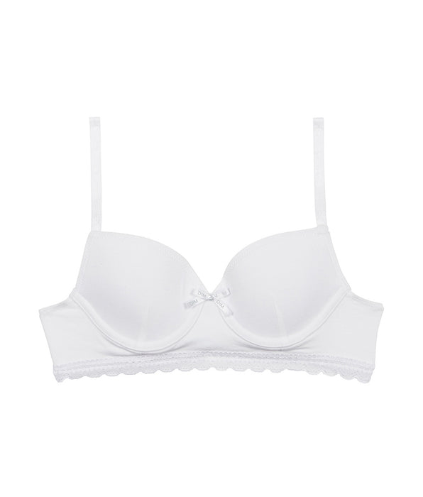 DIM Reggiseno bambina in cotone elasticizzato con coppa sagomata Bianco Dim Trendy
