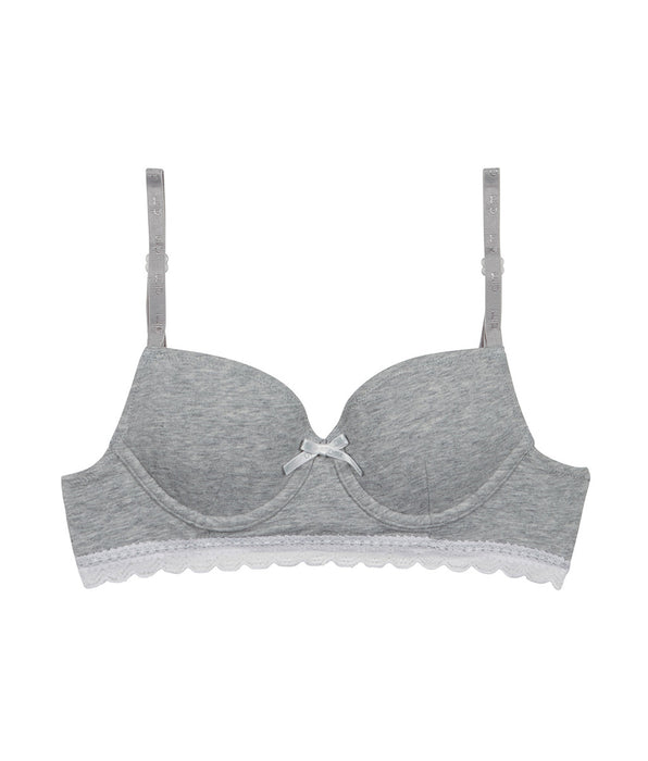 DIM Reggiseno bambina in cotone elasticizzato con coppa sagomata Grigio Dim Trendy