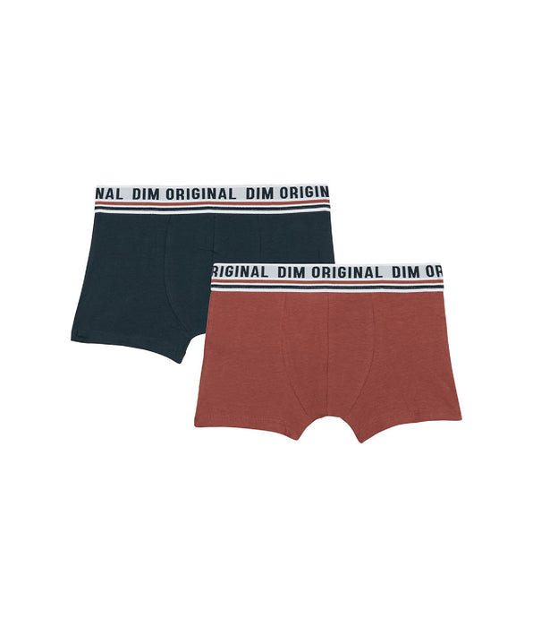 DIM Pacco da 2 boxer in cotone elasticizzato Dim Originals Blue Red Retro Waistband