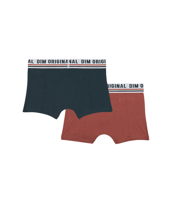 DIM Pacco da 2 boxer in cotone elasticizzato Dim Originals Blue Red Retro Waistband