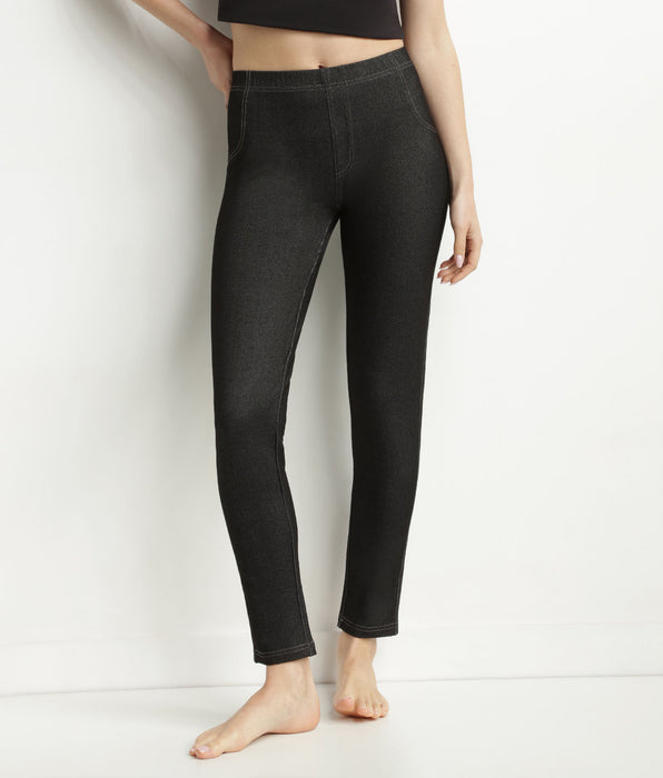 DIM Leggings donna in denim nero con tasche Dim Relax & Go