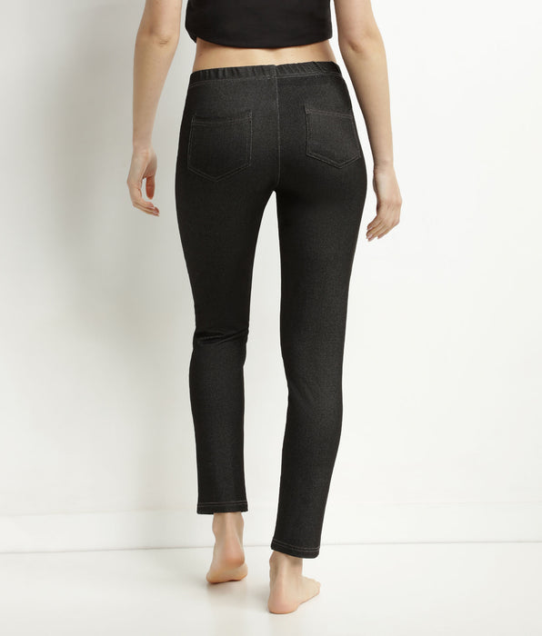 DIM Leggings donna in denim nero con tasche Dim Relax & Go