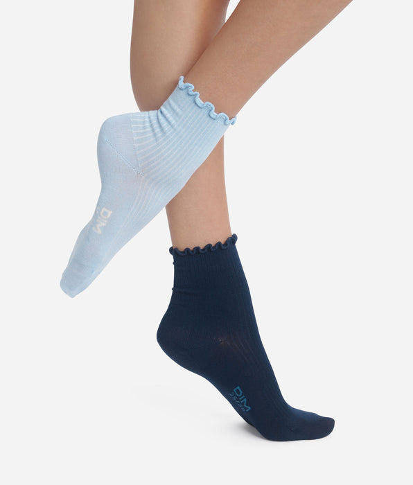 DIM Pacco da 2 paia di calzini da donna con volant blu navy Dim Modal