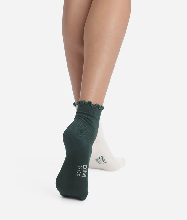 DIM Pacco da 2 paia di calzini da donna con volant Pin Ivoire Dim Modal