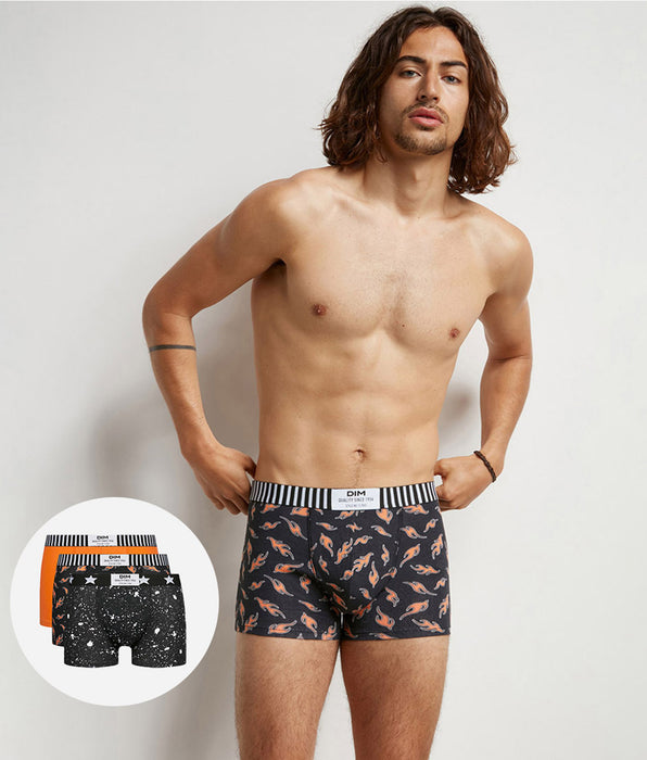 DIM Pacco da 3 boxer da uomo in cotone elasticizzato Marble & Flame Dim Vibes