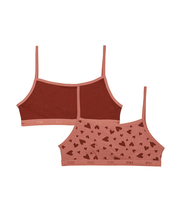 DIM Pacco da 2 reggiseni Les Pockets Sand Heart in cotone elasticizzato