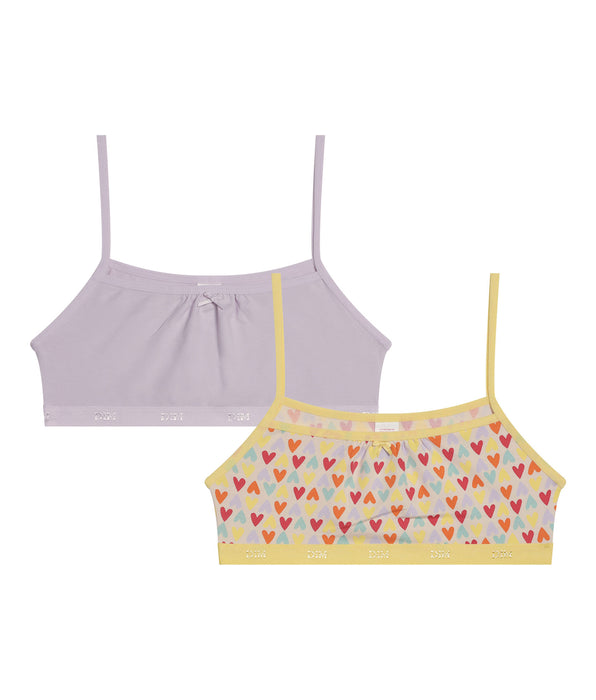 DIM Pacco da 2 brassieres da bambina in cotone elasticizzato con motivo a cuore Pockets