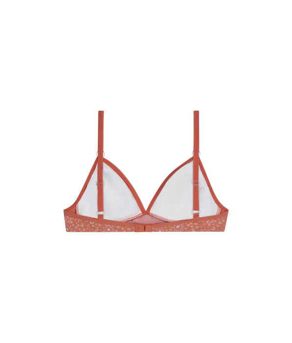 DIM Reggiseno per ragazze in cotone elasticizzato Ocre con fiori Les Pockets