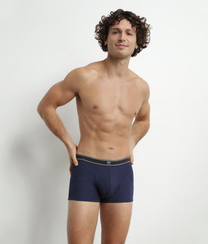 Men's boxer shorts in ribbed modal cotton Dark blue Dim Elegant