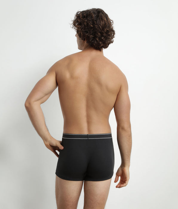 DIM Boxer uomo nero a coste in cotone modale Dim Elegant