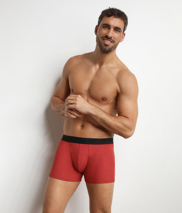 DIM Boxer da uomo in cotone modal a coste Rosso Dim Élégant