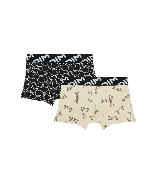 DIM Pacco da 2 boxer da ragazzo in microfibra riciclata con motivo skateboard Dim Micro