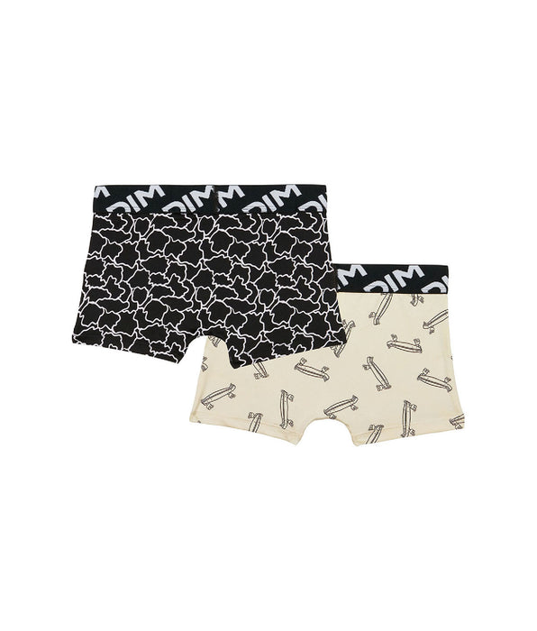 DIM Pacco da 2 boxer da ragazzo in microfibra riciclata con motivo skateboard Dim Micro
