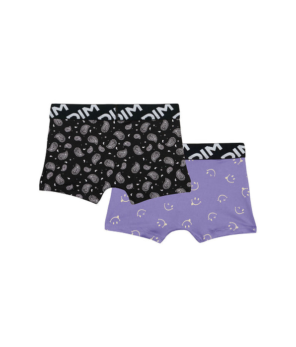 DIM Pacco da 2 boxer da ragazzo in microfibra riciclata con motivo smiley Dim Micro