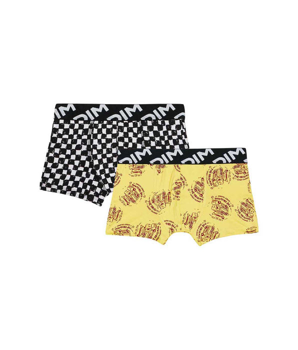 DIM Pacco da 2 boxer da bambino in microfibra riciclata con motivo a scacchiera Dim Micro