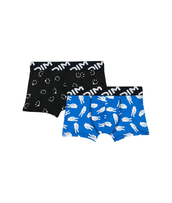 DIM Pacco da 2 boxer da ragazzo in microfibra riciclata con motivo pace Dim Micro