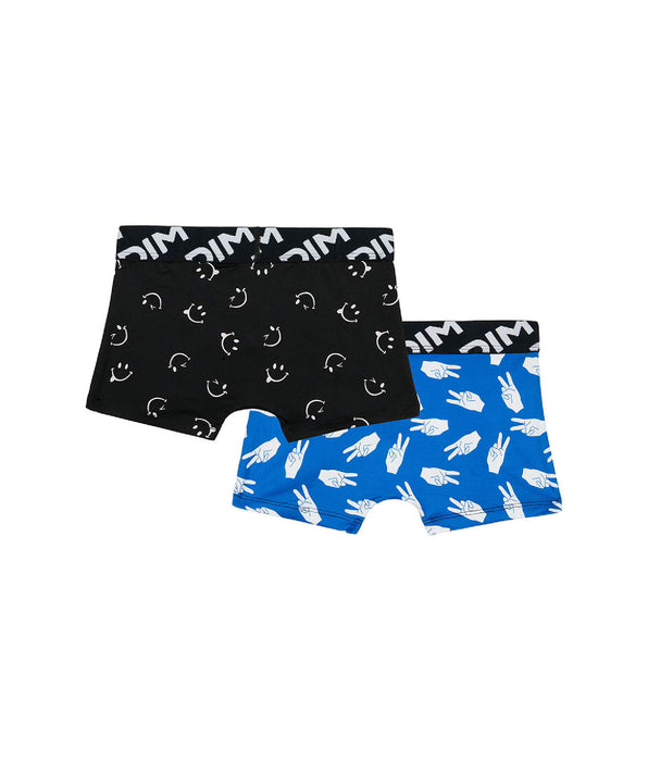 DIM Pacco da 2 boxer da ragazzo in microfibra riciclata con motivo pace Dim Micro