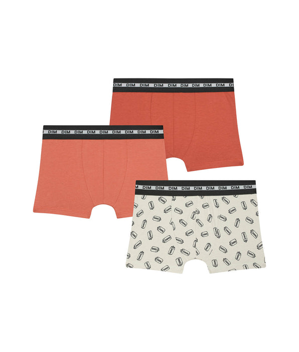DIM Pacco da 3 boxer arancioni con motivo Soda per ragazzi Dim in cotone elasticizzato