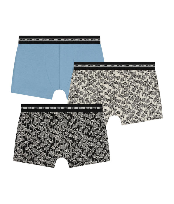 DIM Pacco da 3 boxer per bambino con motivo palme Dim Coton Stretch